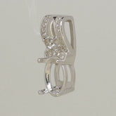 Sterling Silver Semi Mount Pendant Setting Oval OV 9x7mm Round RD 3x3mm - Syzjewelry